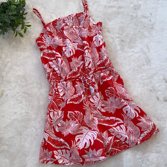Boden Other - Boden 13/14 Tropical Orange & White Romper EUC